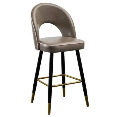 Ghế đảo bếp chân sắt cố định nệm da tựa lưng: SG - B252 - $hienthicat